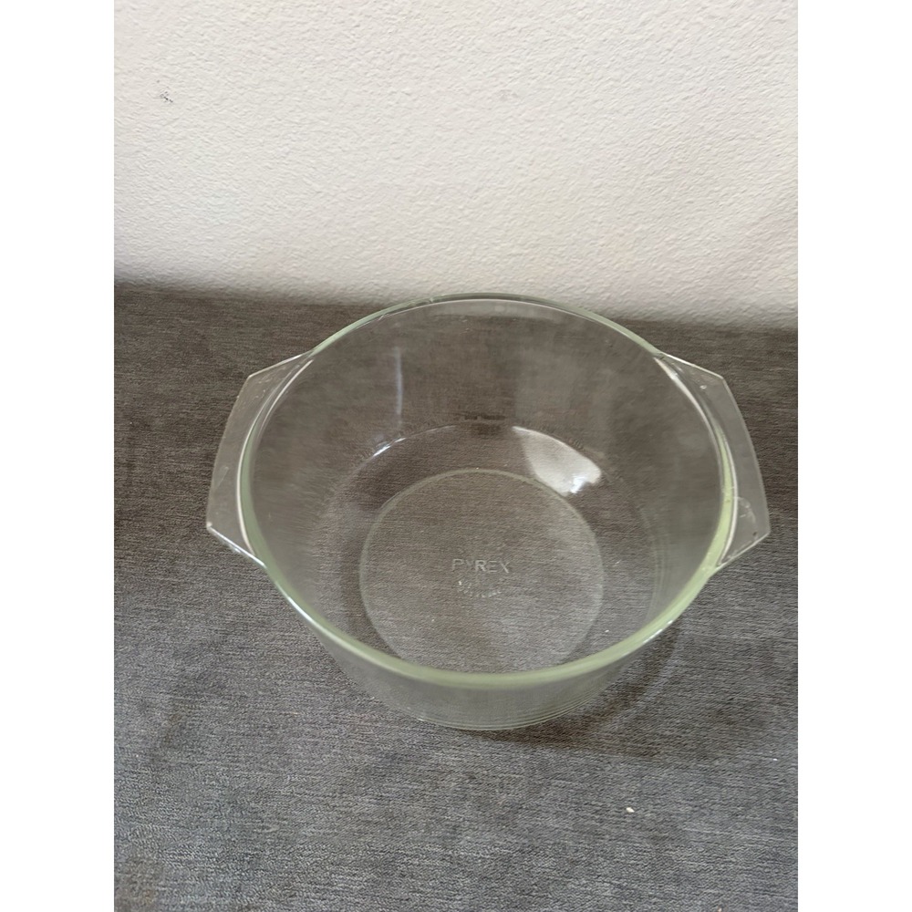 Vintage PYREX Clear Glass # 344 3 Quart MCM Mixing Bowl Straight Sided Handles